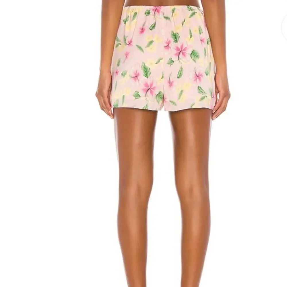 LPA Benni Faux Wrap Shorts Floral Pink Size XL NEW